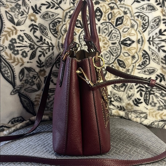 Michael Kors LOVE Burgundy Leather Tote/Crossbody Bag - Picture 8 of 16